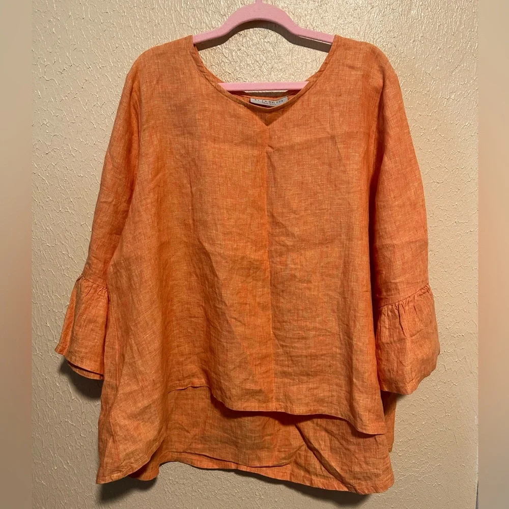 Bryn Walker Linen Top Bell Sleeves Size XXL‎
